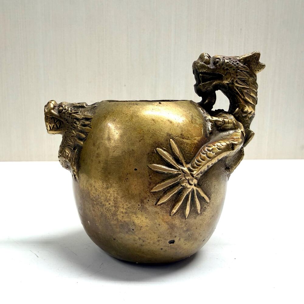 Antique Asian Brass Teapot Dragons Small AS IS